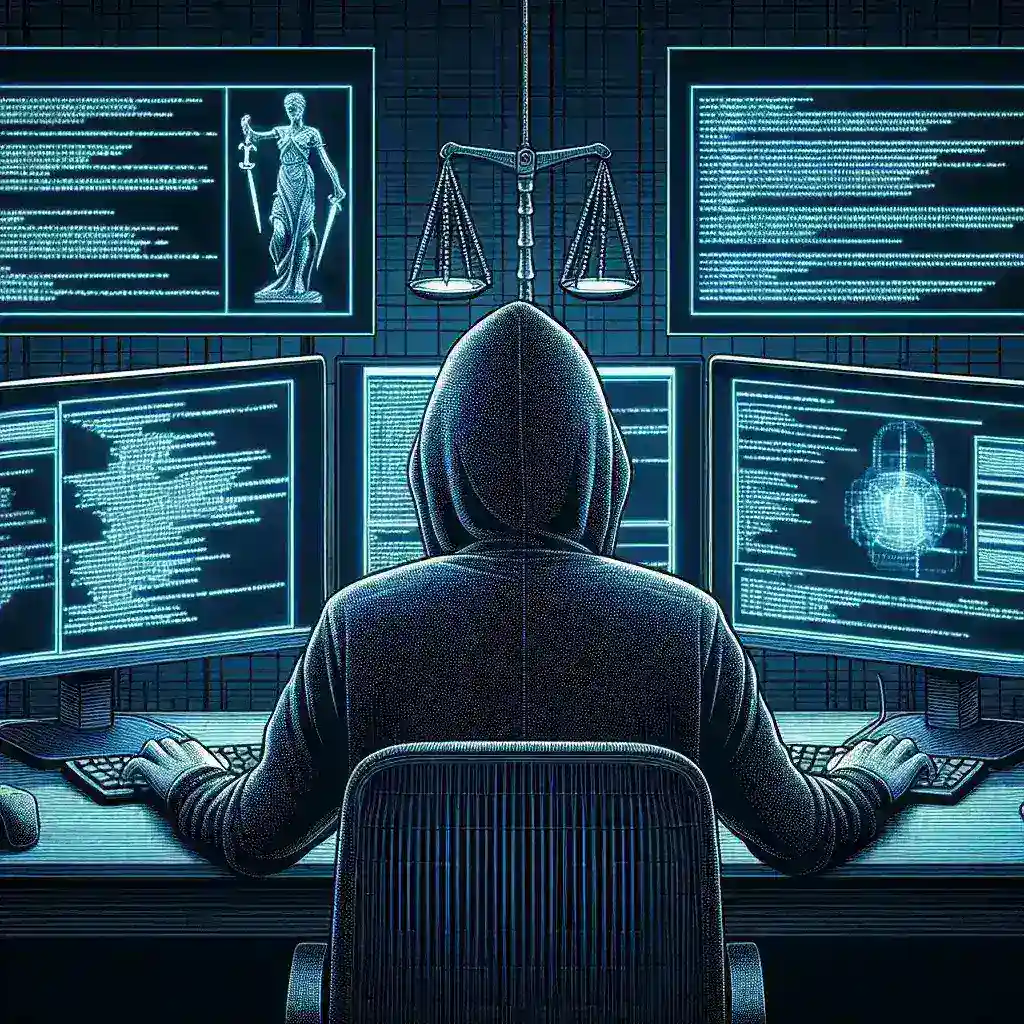 "Infográfico explicativo sobre hacking, destacando diferentes tipos de hackers e suas motivações, para ilustrar o artigo 'O Que é Hacking e é Sempre Ilegal?'"