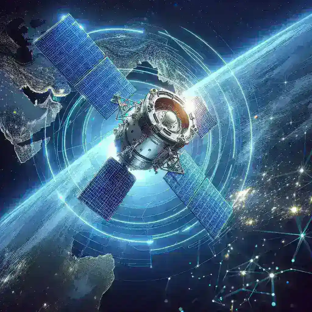 "Satélite de defesa israelense realizando manobra inédita para evitar espionagem - imagem mostra tecnologia avançada em ação"